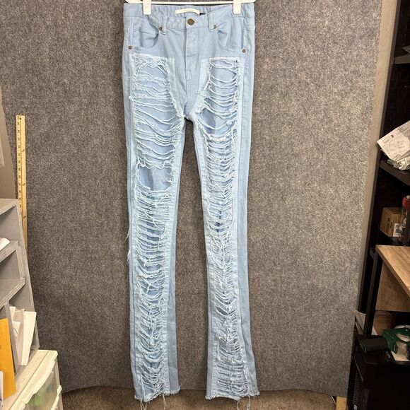Kloud9 Other - KLOUD9 Stacked Allover Shredded Jeans Mens Size 34 X 46 Light Blue Distressed